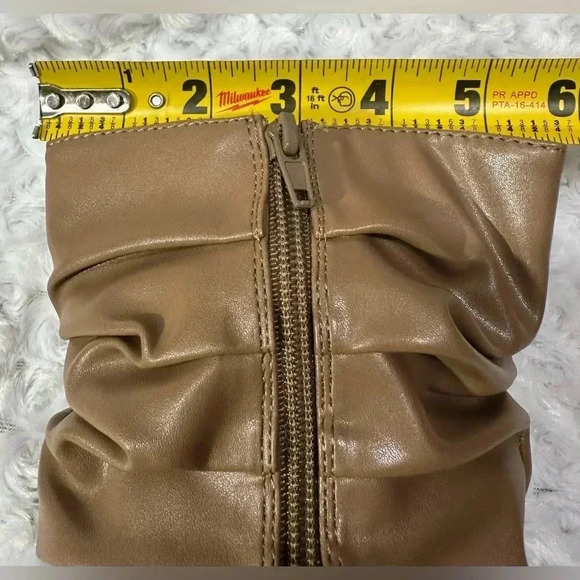 Olivia Ferguson Tan Slouchy Heeled Zipper Ankle Boots - Picture 7 of 15